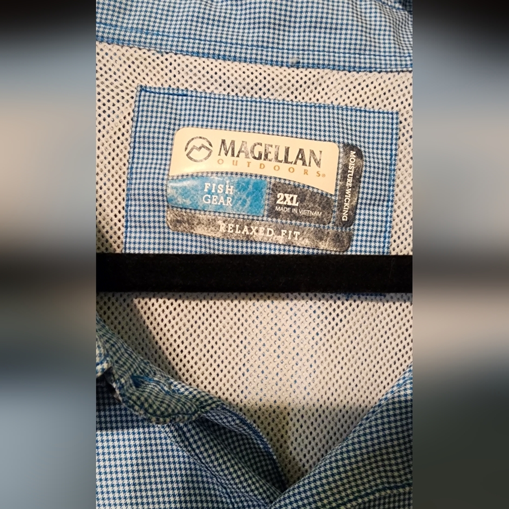 Magellan Outdoors Blue Plaid Fishing Relaxed Fit Shirt With Vents, Size XXL - Picture 4 of 9